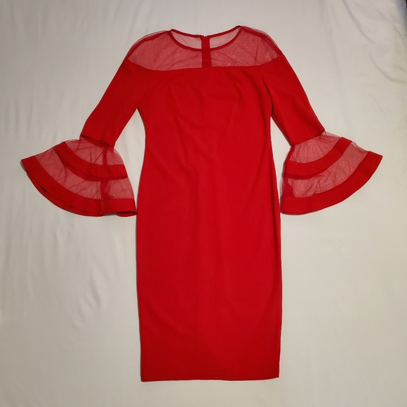 Dresses & Skirts - NWOT Red Sheer Illusion Bellsleeve Dress